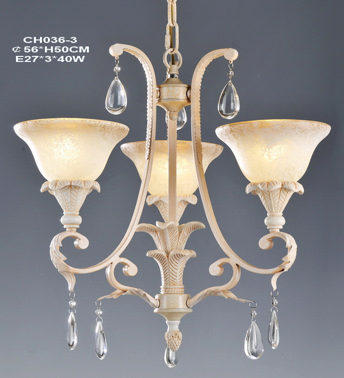 3-Light Pink with Rust Effect Chandeliers