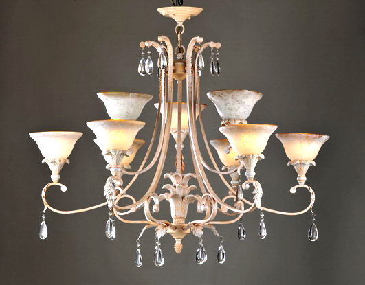 9-Light Pink with Rust Effect Metal Contemporary Chandeliers