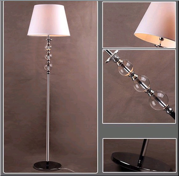 Classy Contemporary White Floor Lamp with Clear Glasses - Click Image to Close