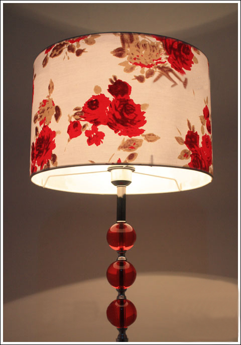 Romantic Art Printed Red Glass Floor Lamp Chrome