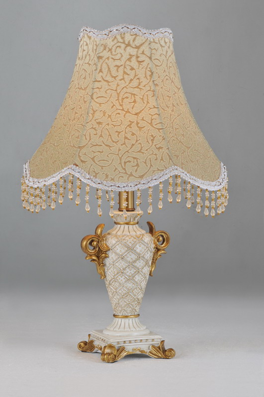 Printed Cloth Art Cover with Glass Pendant Antique Table Lamps - Click Image to Close