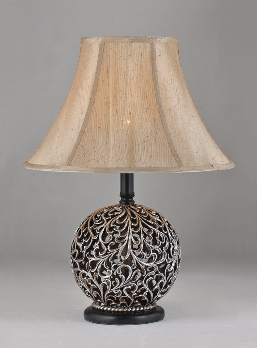 Printed Cloth Art Cover Ball Shape Metal Body Antique Table Lamps - Click Image to Close