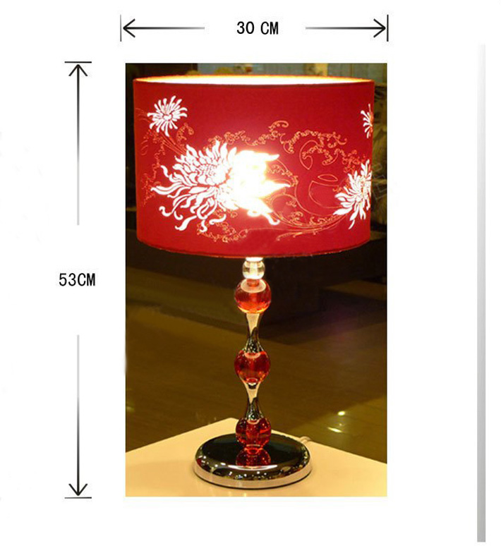Classical Modern Red Floral Printed Living Room Table Lamp