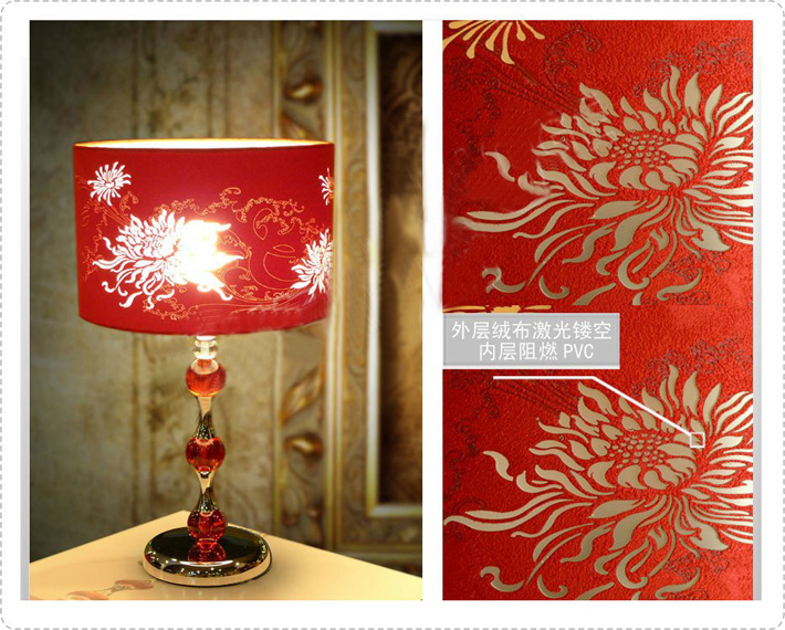 Classical Modern Red Floral Printed Living Room Table Lamp - Click Image to Close
