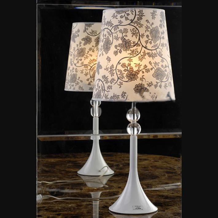 Modern White Art Printed Clear Crystal Table Lamps - Click Image to Close