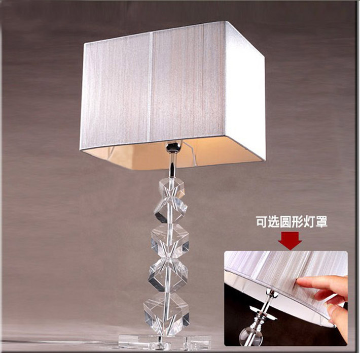 French Drawing Square K9 Crystal Table Lamp