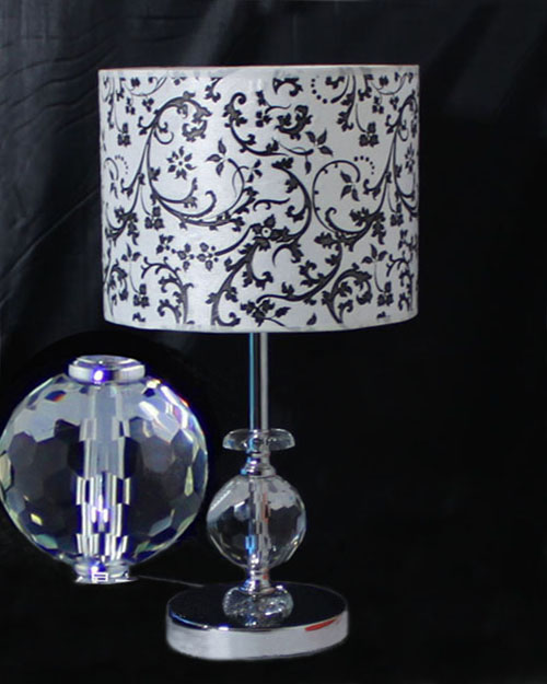 Floral Printed Cloth Art K9 Crystal Chrome Table Lamps
