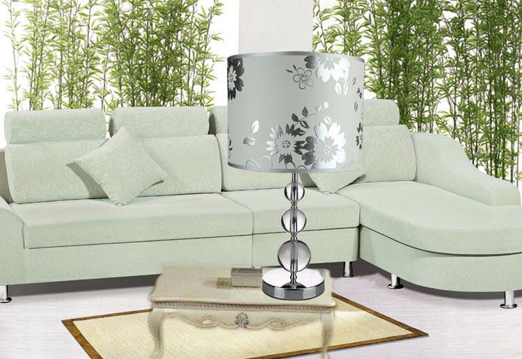 Floria Printed Cloth Art Cover Transparent K9 Crystal Table Lamp Chrome - Click Image to Close