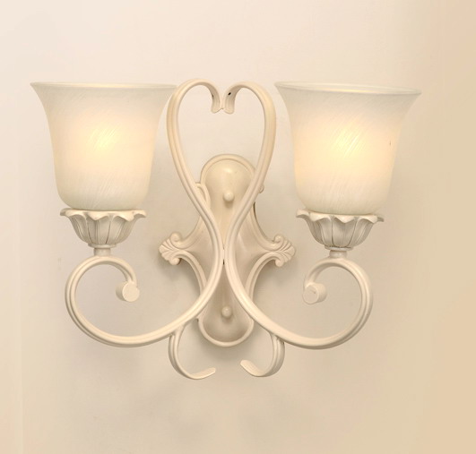 2-Light White Metal Bathroom Wall Lamps