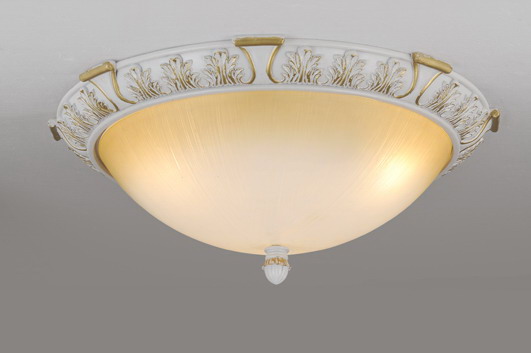 White with Gold Resin Base Modern Ceiling Flush Mounts