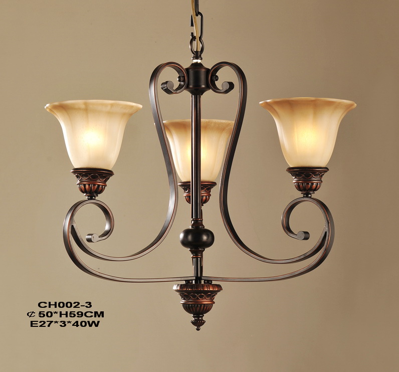 Elegant 3-Light Copper Kitchen Chandeliers
