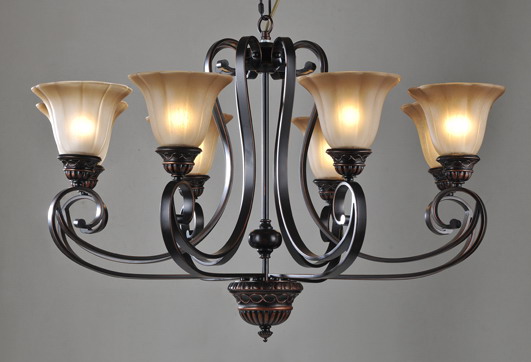 8-Light Grey Black Foyer Chandeliers