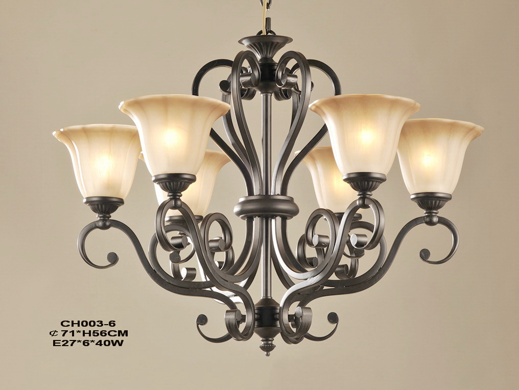 Outlet 6-Light Matte Black Iron Traditional Chandeliers