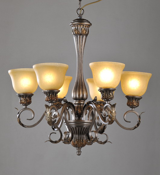 Symbolistic 6-Light Rust Iron Chandeliers