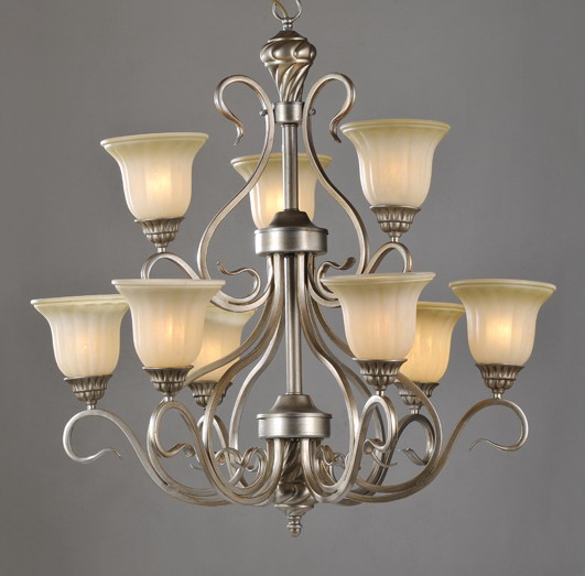 Delicate 9-Light Champagne Traditional European Chandeliers