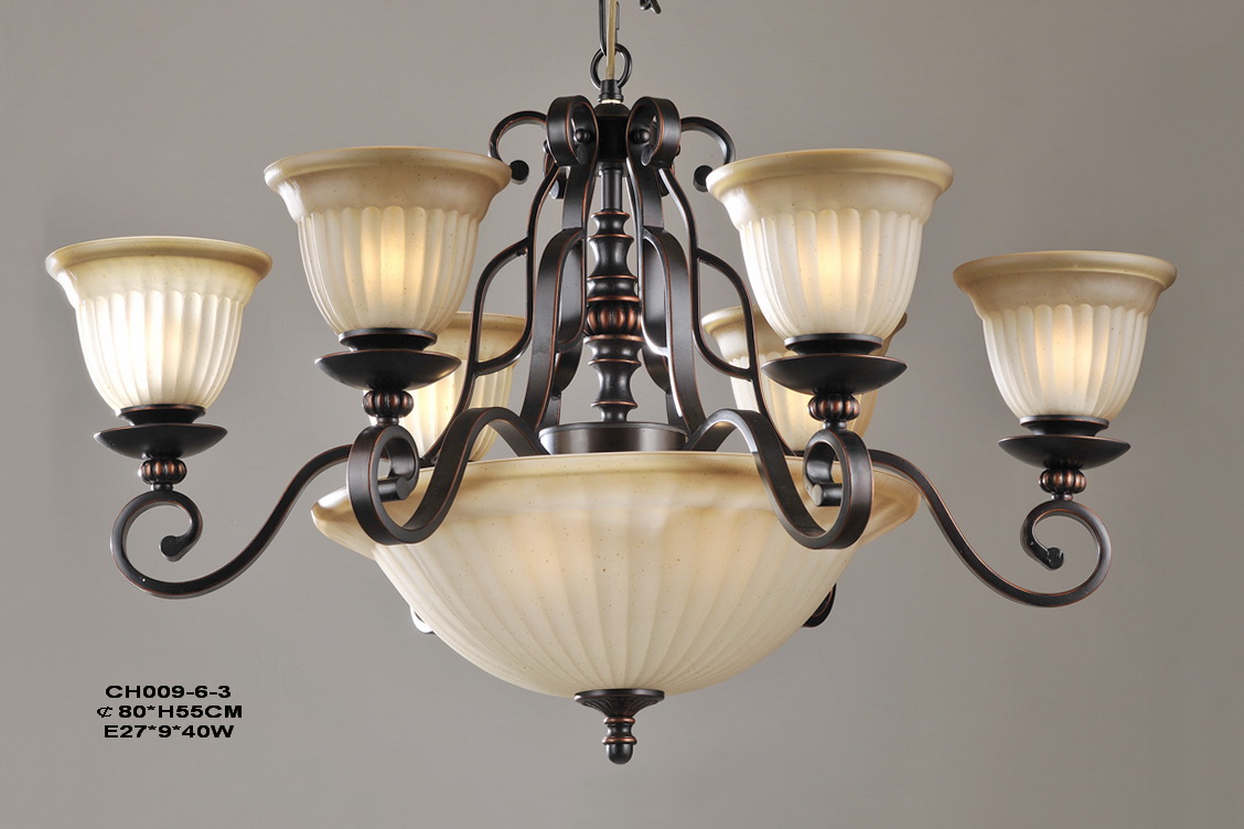 9-Light Copper Iron Modern Chandeliers
