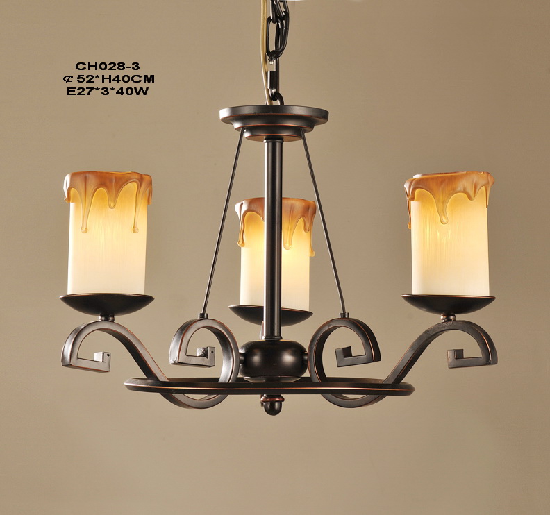 3-Light Faux Candle Antique Chandeliers