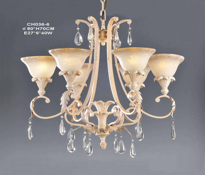 Outlet 6-Light Pink with Rust Effect Metal Modern Chandeliers