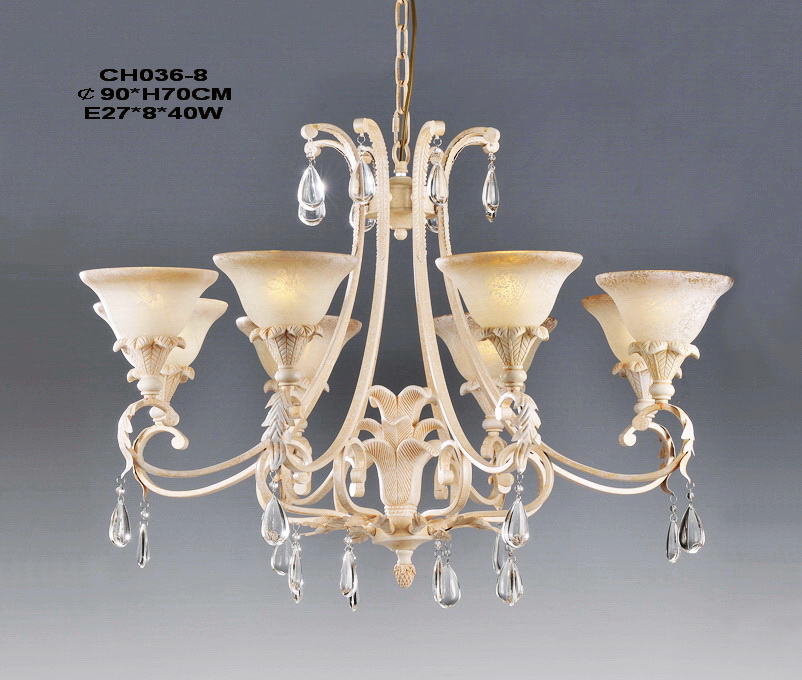 High Quality 8-Light Pink Chandeliers with Crystal Pedant Decoration