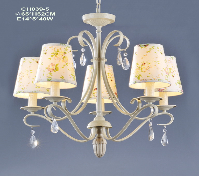 5-Light Offwhite Metal Skeleton Art Printed Cover Modern Chandeliers