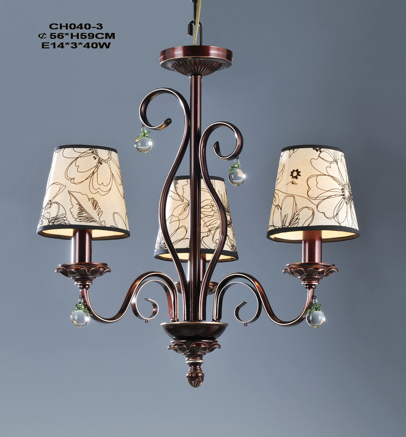 High Quality 3-Light Copper Modern Exterior Chandeliers