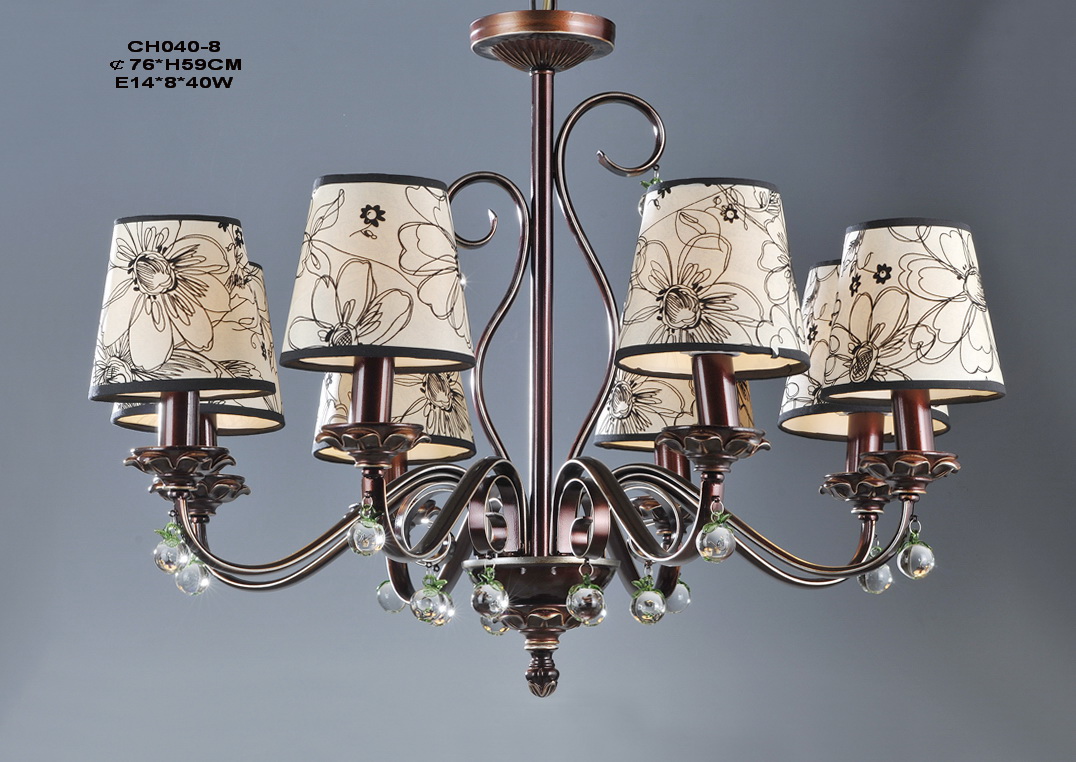 6-Light Printed Cloth Art Cover Copper Contemporary Chandeliers