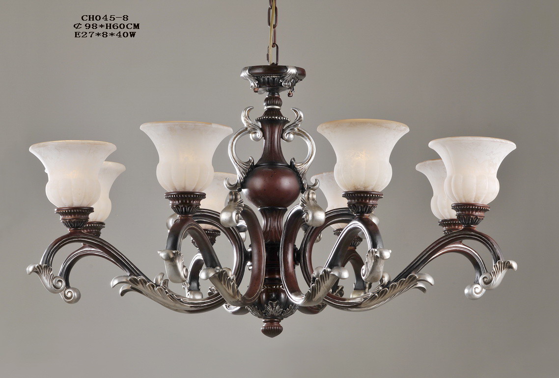 Luxurious 8-Light Rust Antique Chandeliers
