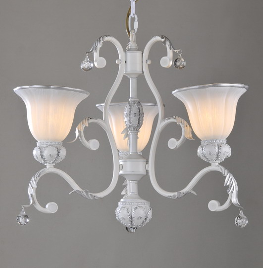 Seductive 3-Light White with Silver Metal Chandeliers