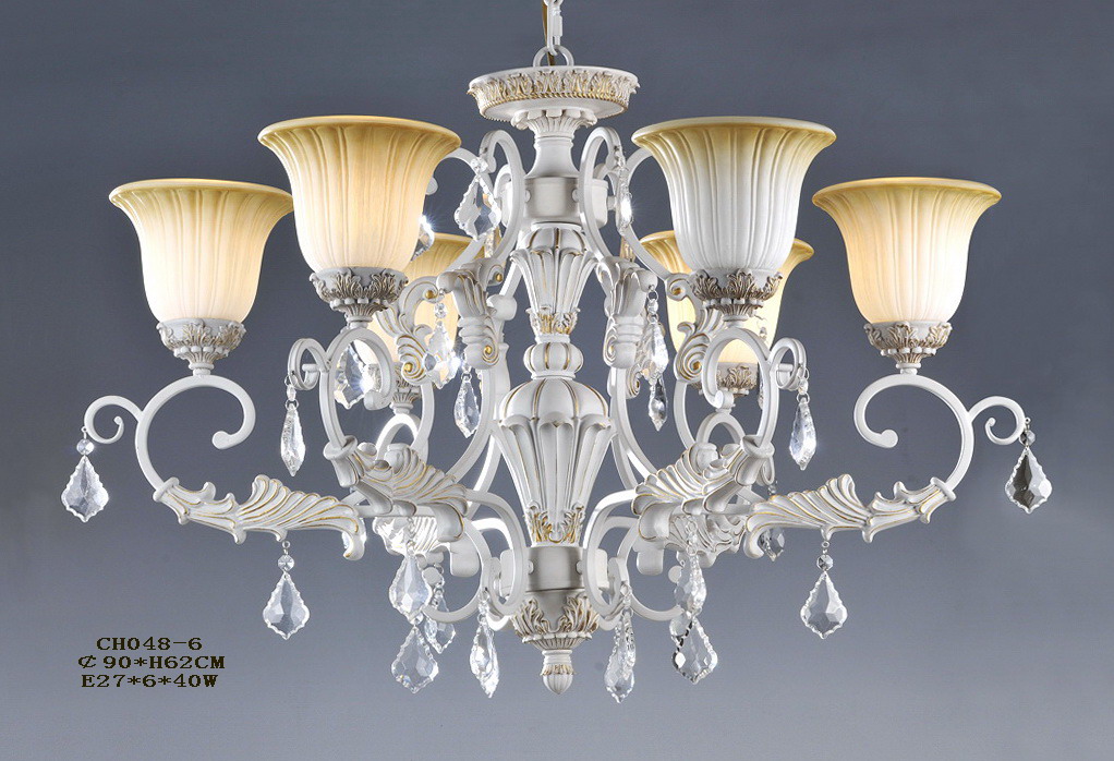 High Quality 5-Light White with Silver Crystal Chandeliers