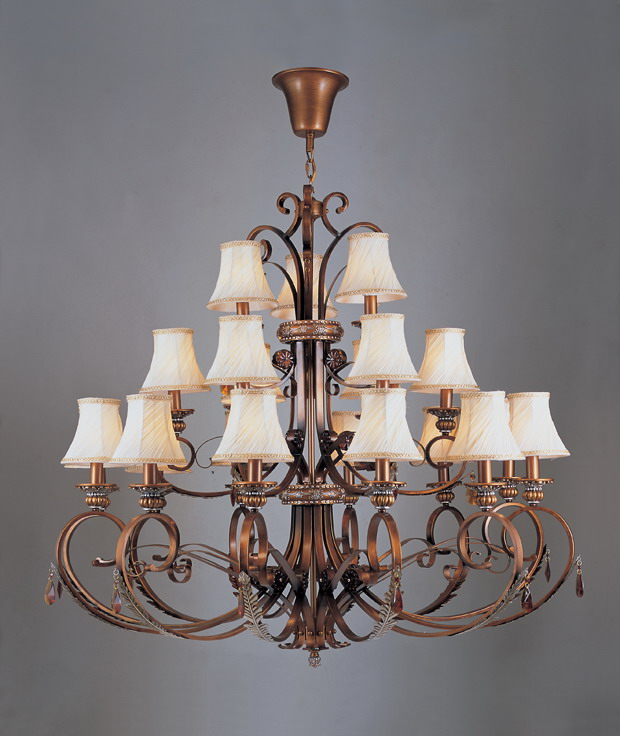 Cheap 12-Light Amber K9 Crystal Rust Iron Chandeliers