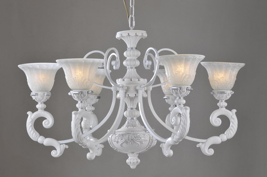 Outlet 6-Light White with Silver Iron Traditioanl European Chandeliers