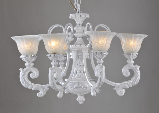 Elegant 8-Light White Brushed Silver Iron Vintage Chandeliers
