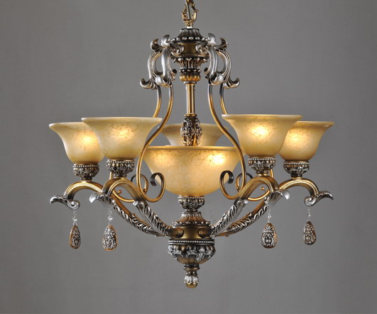 Prosperous 8-Light Rust Metal Antique Chandeliers with Resin Pendant