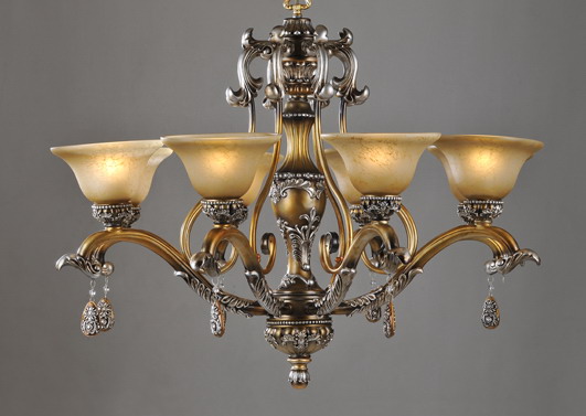 Outlet 8-Light Bronze Rust Metal Chandeliers with Resin Pendant