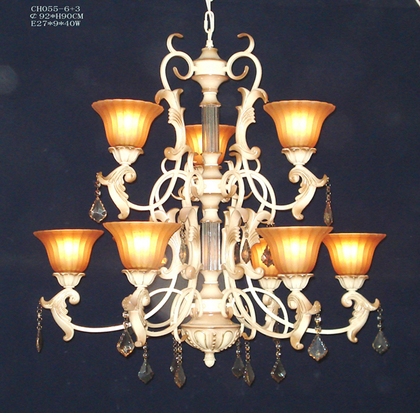 Delicate 9-Light Rust Metal Antique Chandeliers with K9 Crystal Pendant