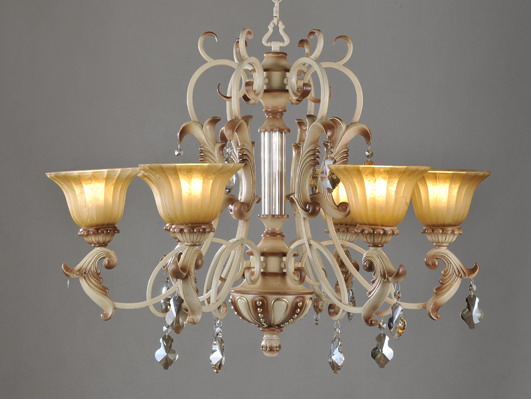 Upscale 6-Light Rust Metal European Chandeliers with K9 Crystal Pendant