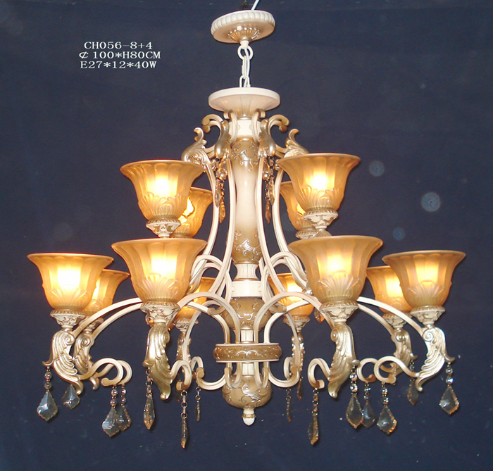 High Quality 12-Light Antique Chandeliers with Crystal Pendant