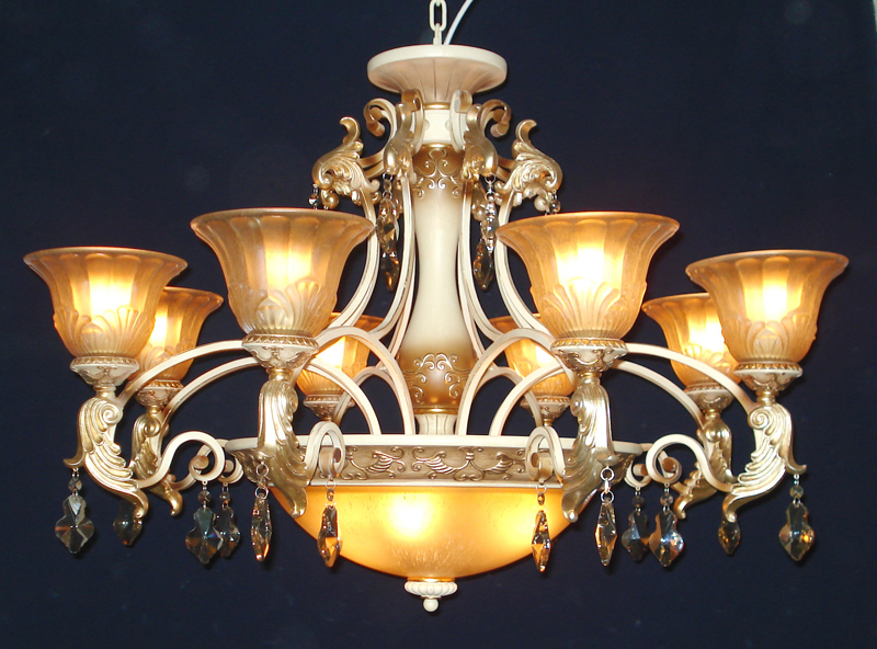 Best 11-Light Amber Glass Lamp Cover Rust Metal Chandeliers