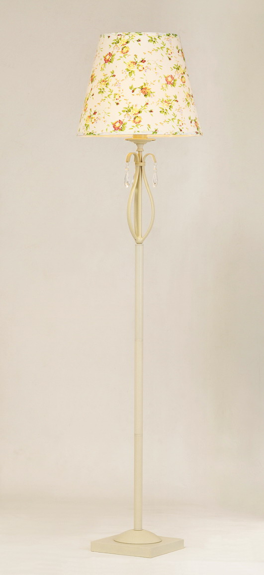 Colorful Floral Printed Cloth Art Lamp Cover Ivory Metal Traditional Floor Lamps