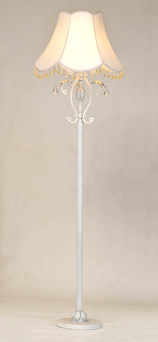 White Cloth Art with Glass Pendant Cover Metal Traditional Floor Lamps