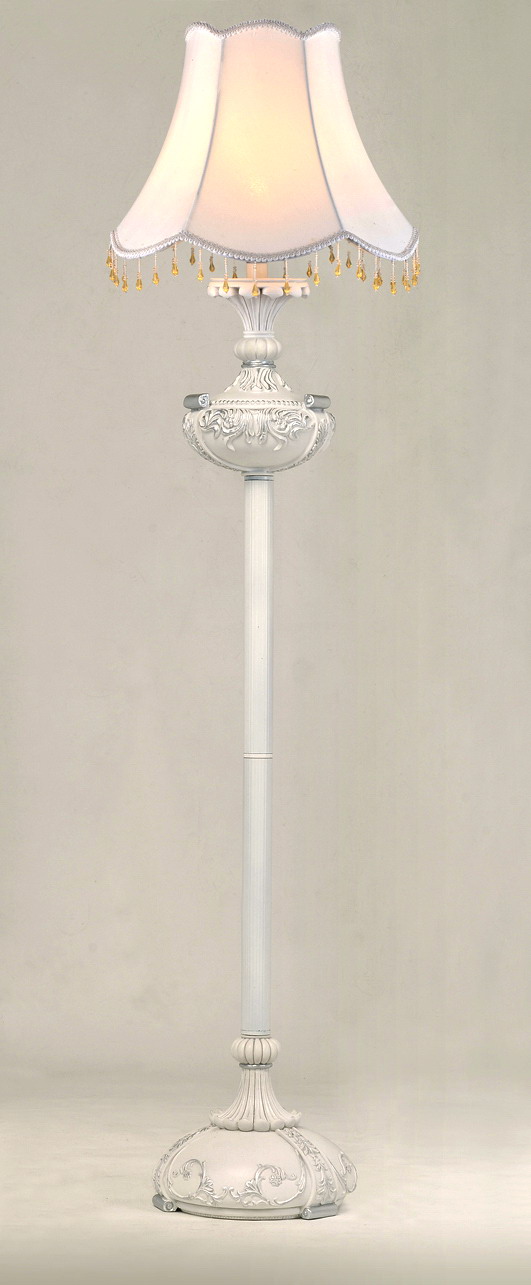 Antique White Floor Lamps with Cloth Art Lamp Cover