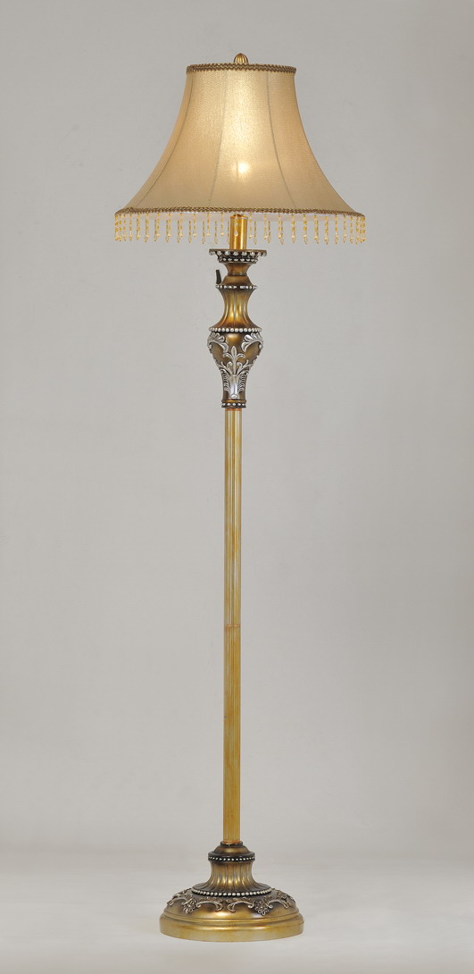 Delicate Cloth Art Cover with Glass Pendant Bronze Floor Lamps