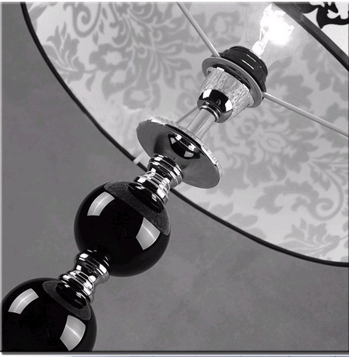 Antique Floral Printed Floor Lamp, Black and White Printing Floor Lamp