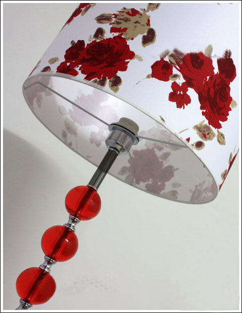 Romantic Art Printed Red Glass Floor Lamp Chrome