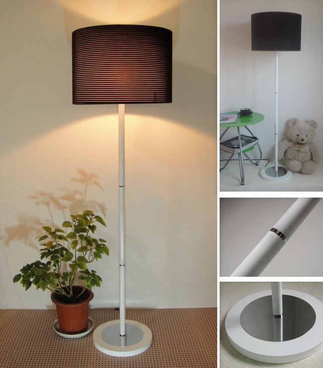 Modern Black Adjustable Floor Lamp with White/Black Basis