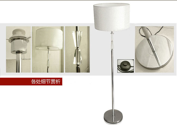 Contemporary Silver Transparent Crystal Chrome Floor Lamps