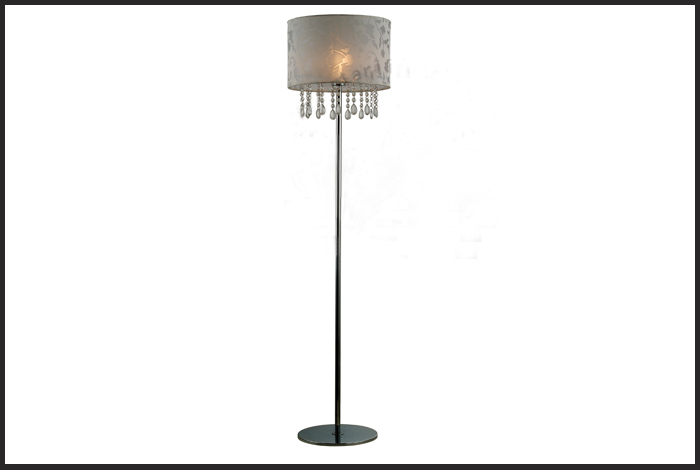 Vintage White Floral Floor Lamp with Exquisite Crystals