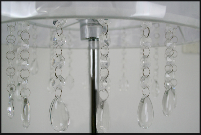 Vintage White Floral Floor Lamp with Exquisite Crystals