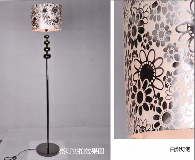 Outlet Modern Art Printed Black Multisided Crystal Pearl Black Floor Lamp