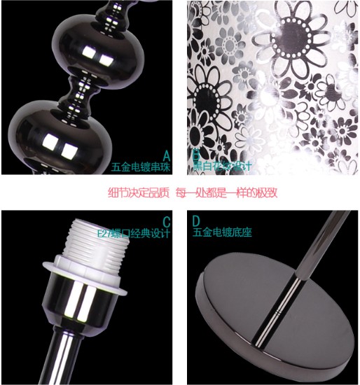 Outlet Modern Art Printed Black Multisided Crystal Pearl Black Floor Lamp